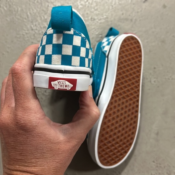 Vans • Teal Checkered Slip-ons - Picture 3 of 5